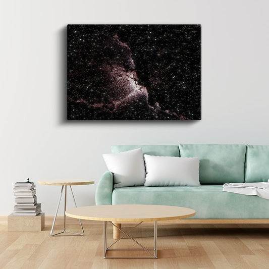 Kozmik Nebula - Yıldızlar Arasında Parıldayan Mor Işıltı Kanvas Tablo