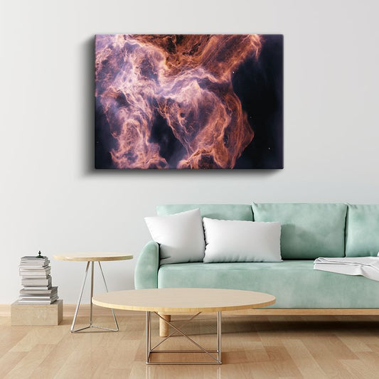Kozmik Nebula - Mor ve Turuncu Tonlarında Uzay Bulutu Kanvas Tablo