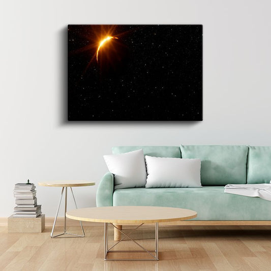Güneş Tutulması - Yıldızlarla Çevrili Kozmik Olay Kanvas Tablo
