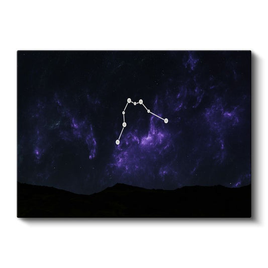 Yıldız Takımı - Mor Nebula İçinde Parlayan Gece Gökyüzü Kanvas Tablo