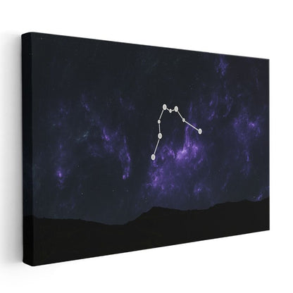 Yıldız Takımı - Mor Nebula İçinde Parlayan Gece Gökyüzü Kanvas Tablo