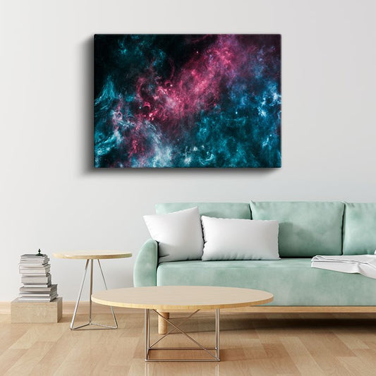 Kozmik Nebula - Pembe ve Mavi Tonlarında Uzay Bulutu Kanvas Tablo
