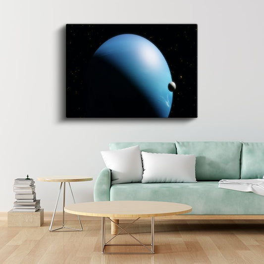 Mavi Gezegen - Karanlık Uzayda Parlayan Dünya Dışı Manzara Kanvas Tablo