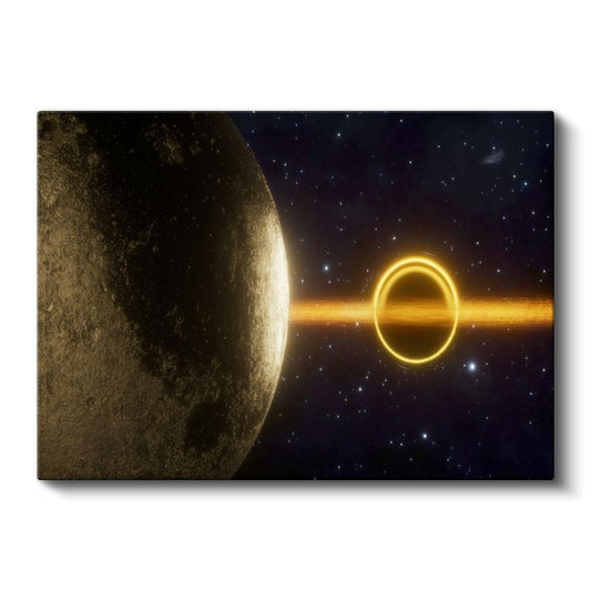 Kozmik Portal - Altın Işıklı Uzay Fenomeni Kanvas Tablo