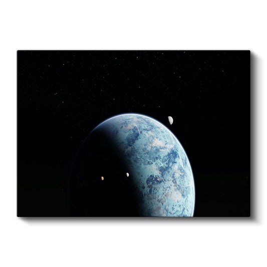 Mavi Gezegen - Uzaydan Dünya ve Ay Görünümü Kanvas Tablo