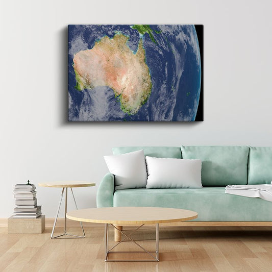 Dünya Manzarası - Avustralya Kıtası ve Okyanuslar Kanvas Tablo