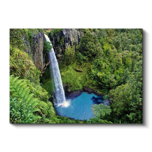 Tropikal Şelale - Turkuaz Havuzlu Yağmur Ormanı Kanvas Tablo