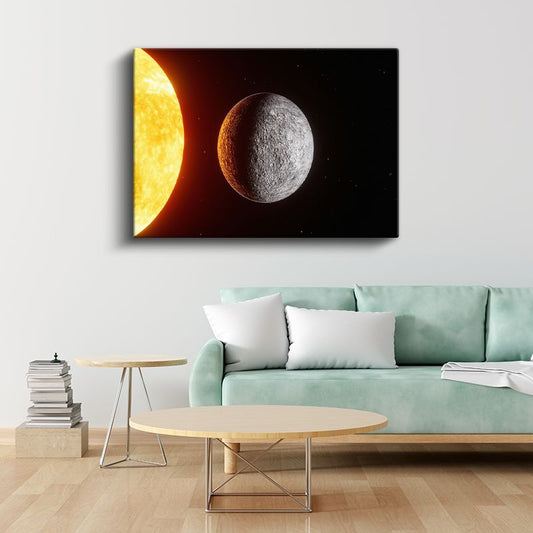 Güneş ve Ay - Kozmik İkili Uzay Görüntüsü Kanvas Tablo