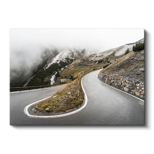 Dağ Virajları - Sisli Yüksek Rakım Yolu Kanvas Tablo