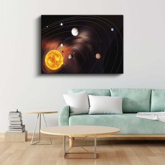Güneş Sistemi - Gezegenler Dizilimi Kanvas Tablo