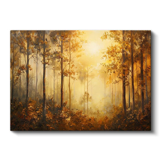 Altın Orman - Sonbahar Işığında Ağaçlar Kanvas Tablo