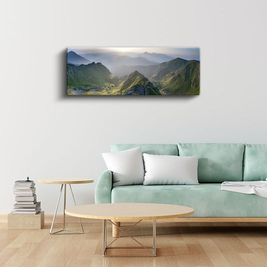 Sisli Dağlar - Güneş Işığında Yeşil Vadiler Kanvas Tablo