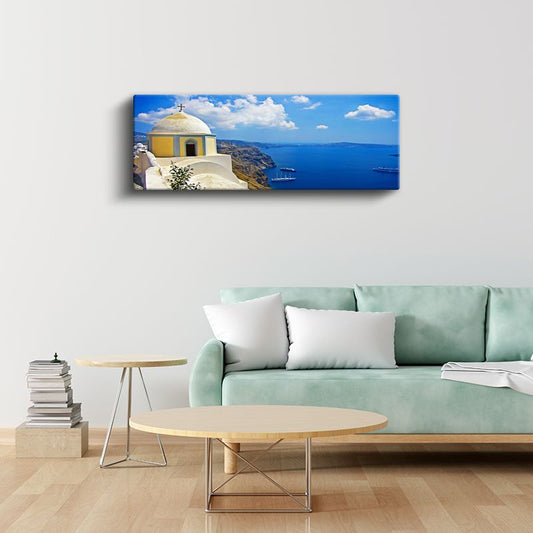 Ege Mavisi - Beyaz Kubbe ve Turkuaz Deniz Kanvas Tablo