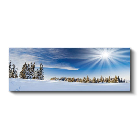 Kış Güneşi - Karlı Orman Üzerinde Işık Huzmesi Kanvas Tablo