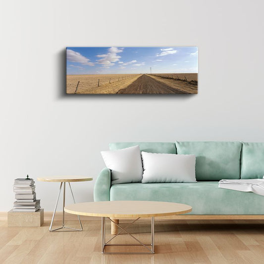 Ufuk Çizgisi - Sonsuzluğa Uzanan Toprak Yol Manzarası Kanvas Tablo