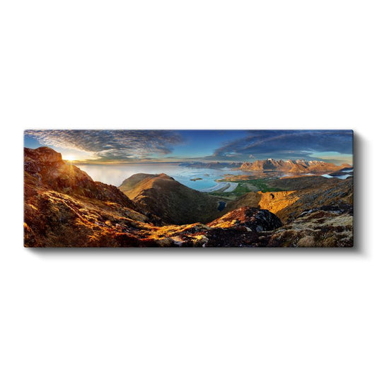 Altın Dağlar - Göl Manzaralı Muhteşem Gün Doğumu Kanvas Tablo