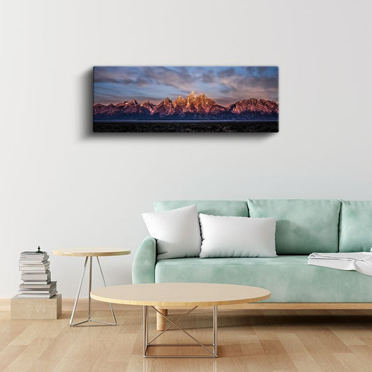 Dağ Silsilesi - Şafak Vakti Işıltılı Zirveler Kanvas Tablo