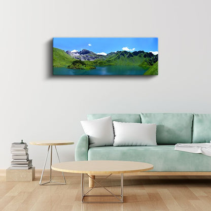 Alp Gölü - Dağlar Arasında Turkuaz Su Manzarası Kanvas Tablo