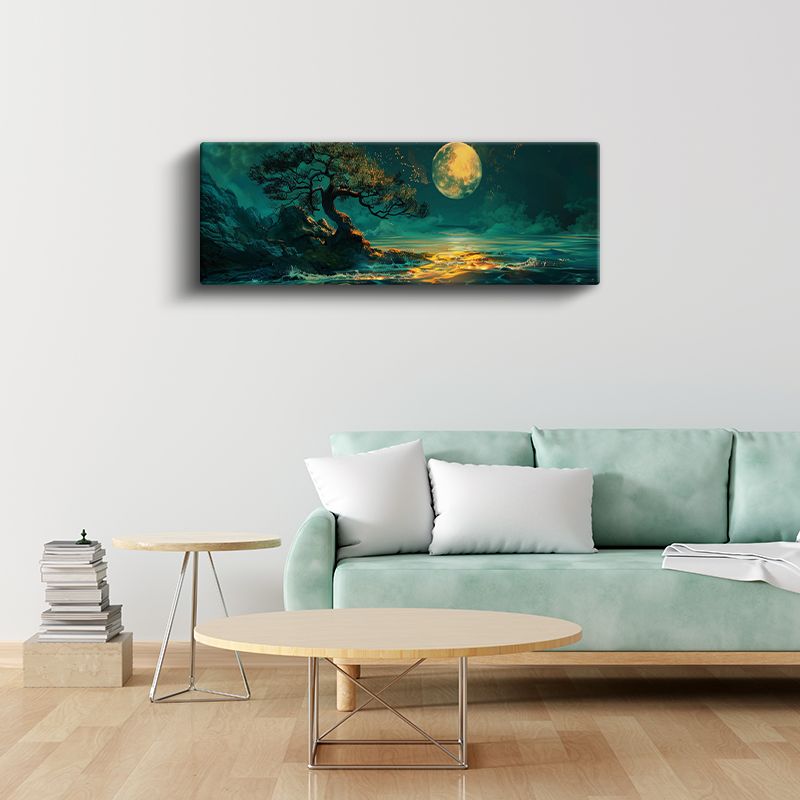 Dolunay Kıyısı - Mistik Deniz Manzarası Kanvas Tablo