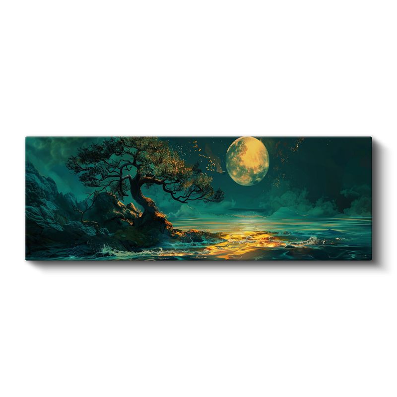Dolunay Kıyısı - Mistik Deniz Manzarası Kanvas Tablo
