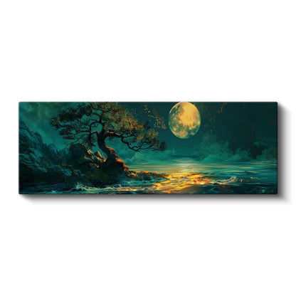 Dolunay Kıyısı - Mistik Deniz Manzarası Kanvas Tablo