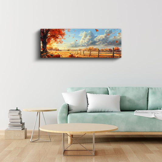 Sonbahar Çiftliği - Turuncu Yapraklar Kanvas Tablo