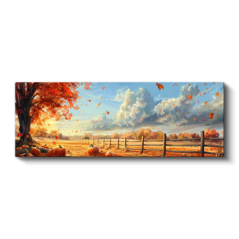Sonbahar Çiftliği - Turuncu Yapraklar Kanvas Tablo