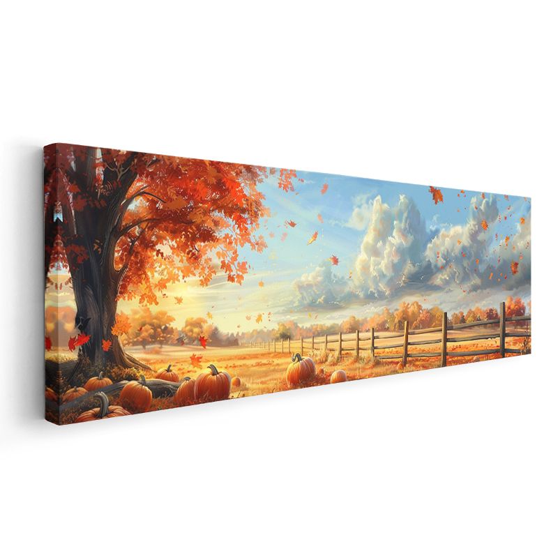 Sonbahar Çiftliği - Turuncu Yapraklar Kanvas Tablo