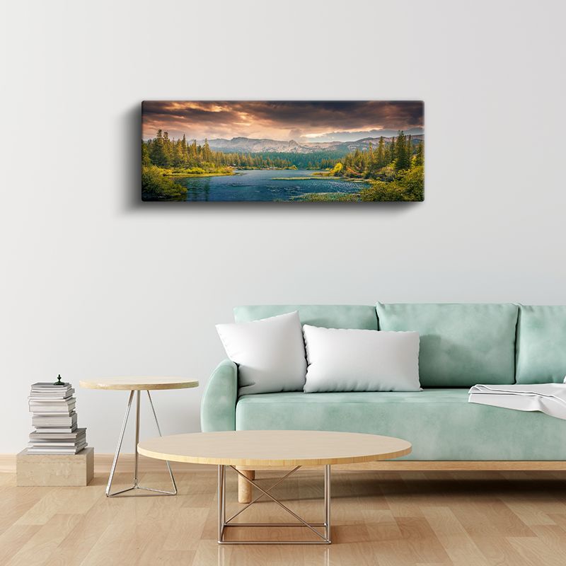 Dağ Gölü - Çam Ormanları Kanvas Tablo