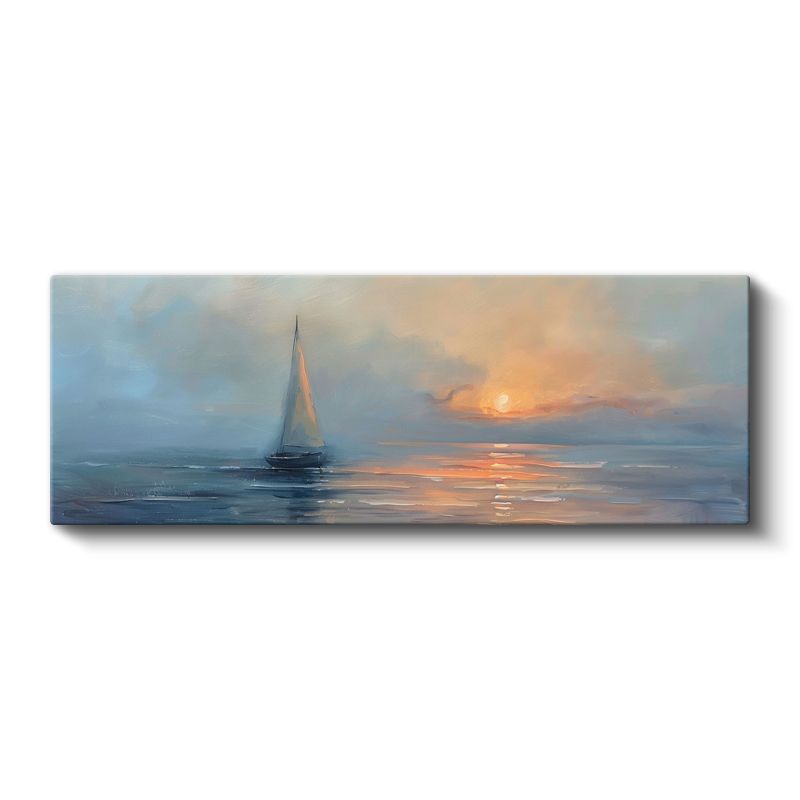 Huzur Limanı - Altın Işıkta Yelkenli Kanvas Tablo