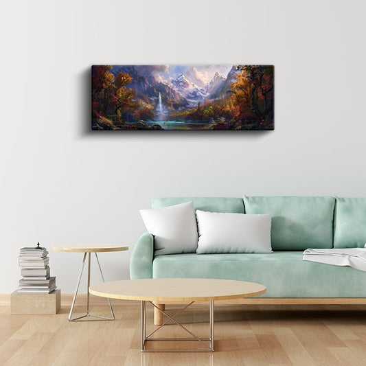 Dağların Sırrı - Sonbahar Vadisi ve Şelale Kanvas Tablo