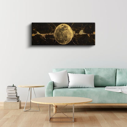Kozmik Dolunay - Altın Çatlaklar ve Ay Kanvas Tablo