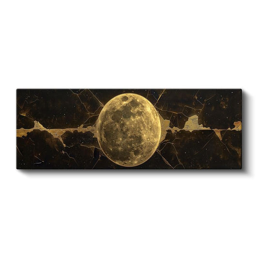 Kozmik Dolunay - Altın Çatlaklar ve Ay Kanvas Tablo