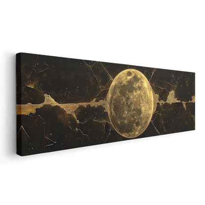 Kozmik Dolunay - Altın Çatlaklar ve Ay Kanvas Tablo