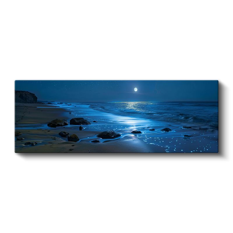 Gece Sahili - Ay Işığında Parlayan Kumsal Kanvas Tablo