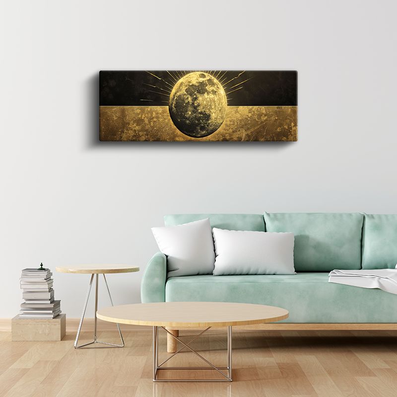 Kozmik Ay - Altın ve Siyahın Asaleti Kanvas Tablo