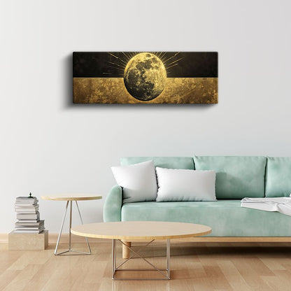 Kozmik Ay - Altın ve Siyahın Asaleti Kanvas Tablo