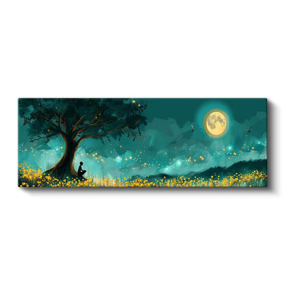 Ay Işığı Meditasyonu - Çiçekli Alanda Huzur Anı Kanvas Tablo
