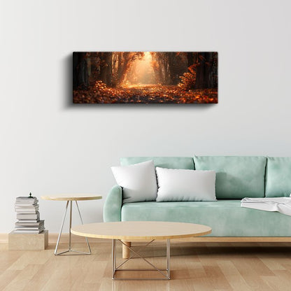 Altın Patika - Büyüleyici Sonbahar Ormanı Kanvas Tablo