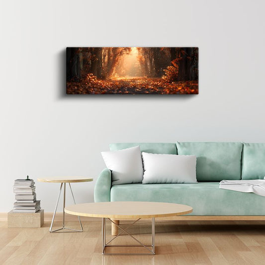 Altın Patika - Büyüleyici Sonbahar Ormanı Kanvas Tablo