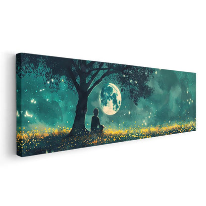 Ay Işığı - Yıldızlarla Bezeli Gece Manzarası Kanvas Tablo