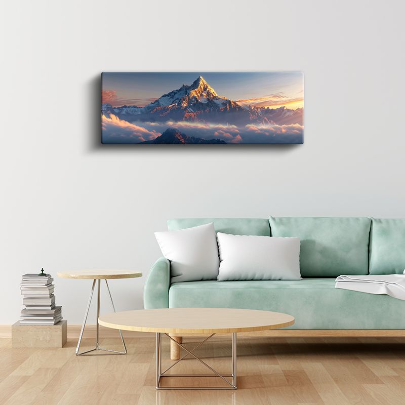 Zirve - Bulutların Üzerinde Karlı Dağ Silüeti Kanvas Tablo
