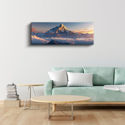 Zirve - Bulutların Üzerinde Karlı Dağ Silüeti Kanvas Tablo