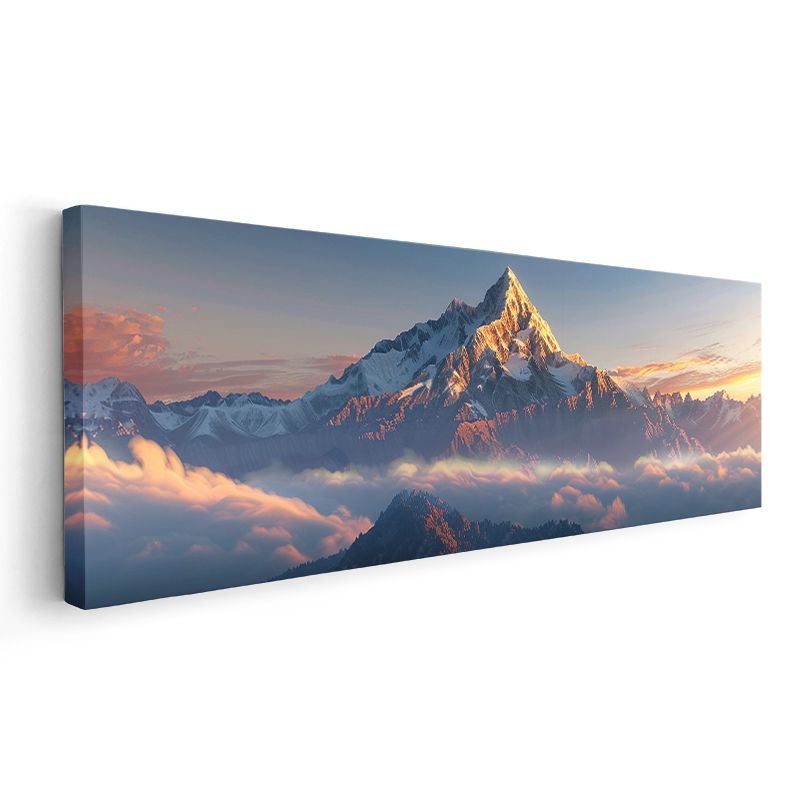 Zirve - Bulutların Üzerinde Karlı Dağ Silüeti Kanvas Tablo