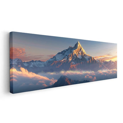 Zirve - Bulutların Üzerinde Karlı Dağ Silüeti Kanvas Tablo