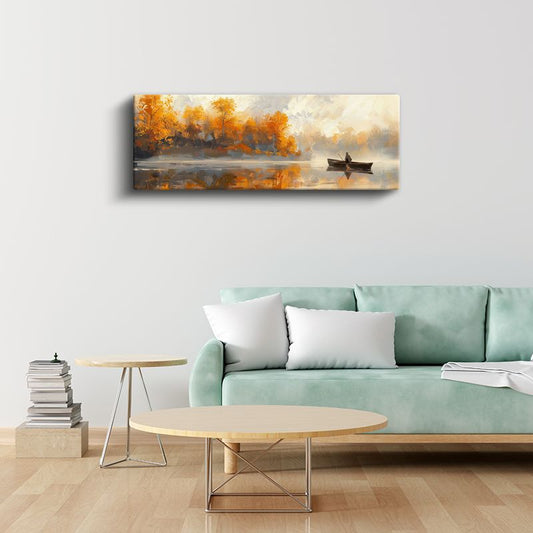 Sisli Göl - Sonbahar Renklerinde Huzurlu Kayık Yolculuğu Kanvas Tablo
