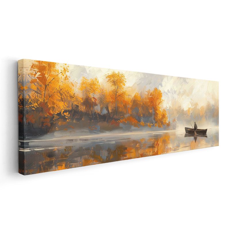 Sisli Göl - Sonbahar Renklerinde Huzurlu Kayık Yolculuğu Kanvas Tablo