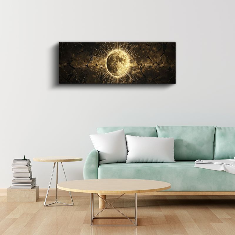 Dolunay - Altın Işıltılı Kozmik Parıltı Kanvas Tablo