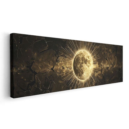 Dolunay - Altın Işıltılı Kozmik Parıltı Kanvas Tablo