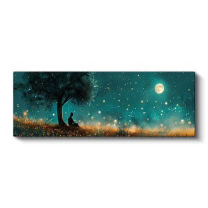 Yıldızlı Gece - Ağaç Altında Huzurlu Anlar Kanvas Tablo